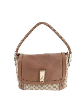 Gucci GG Canvas Bella Leather Shoulder Bag Tote Hand Ree